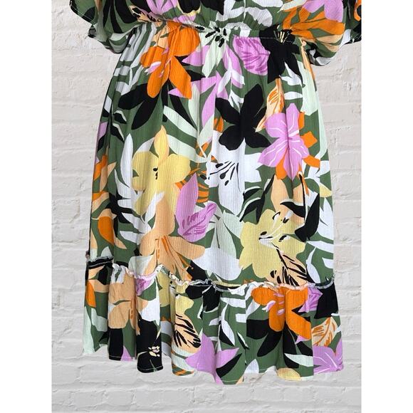 Cupshe Marlen Floral Ruffle Tie Front Mini Dress Sz M Summer Bohemian Hippie - Picture 8 of 10